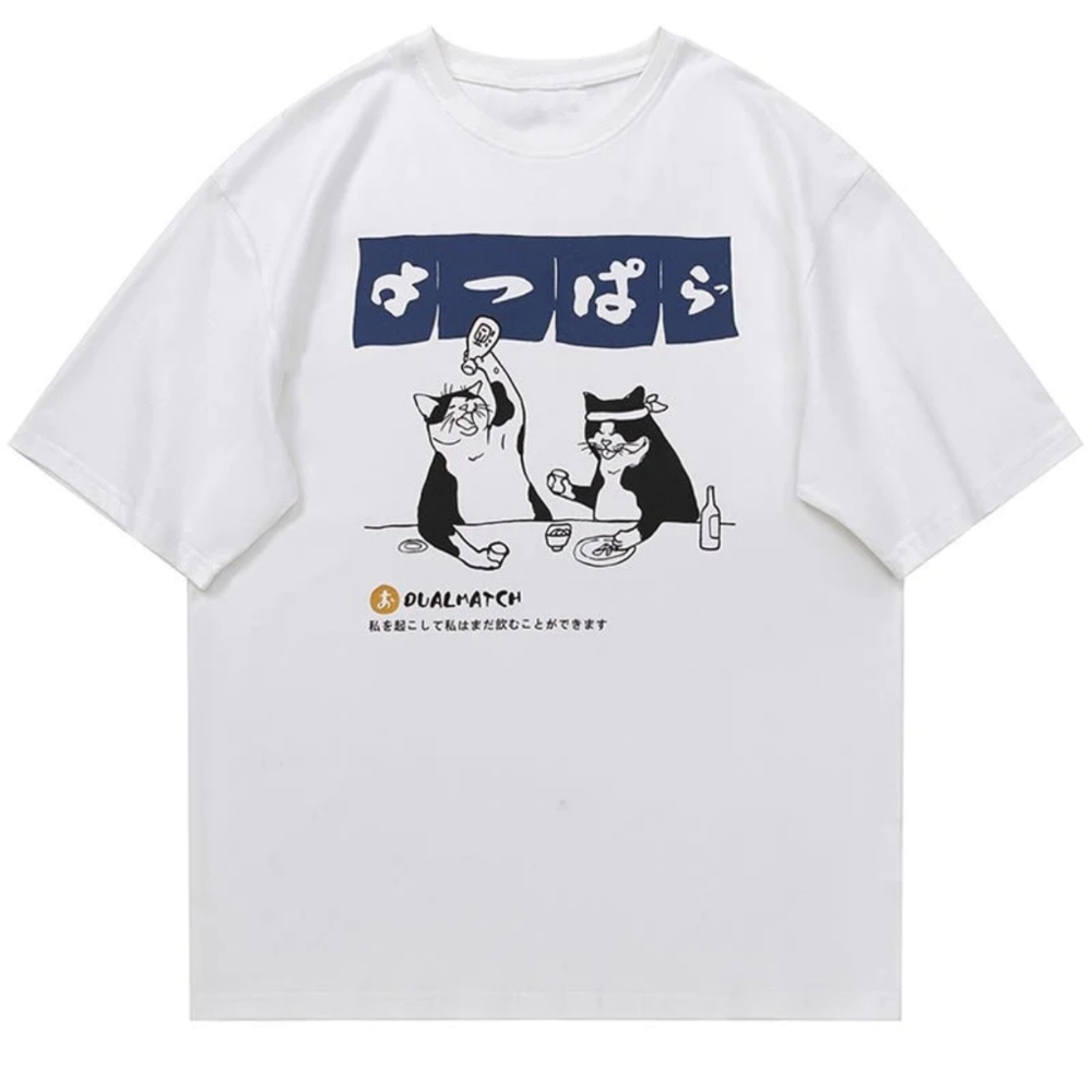 Harajuku T-shirt Japanese Cats